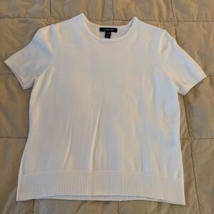 Lands' End Women Xs/P Sweater White Casual Short Sleeve